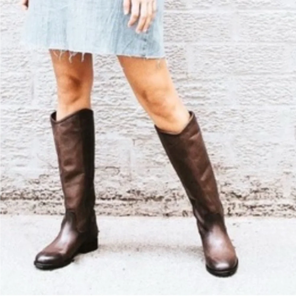 Frye Melissa Button Brown Leather Knee High Boot Sz 9 Equestrian Riding